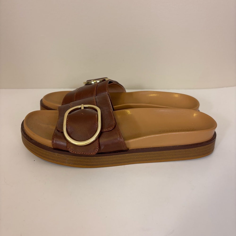 Madewell Brown Leather Slide Sandals with Buckle 7.5